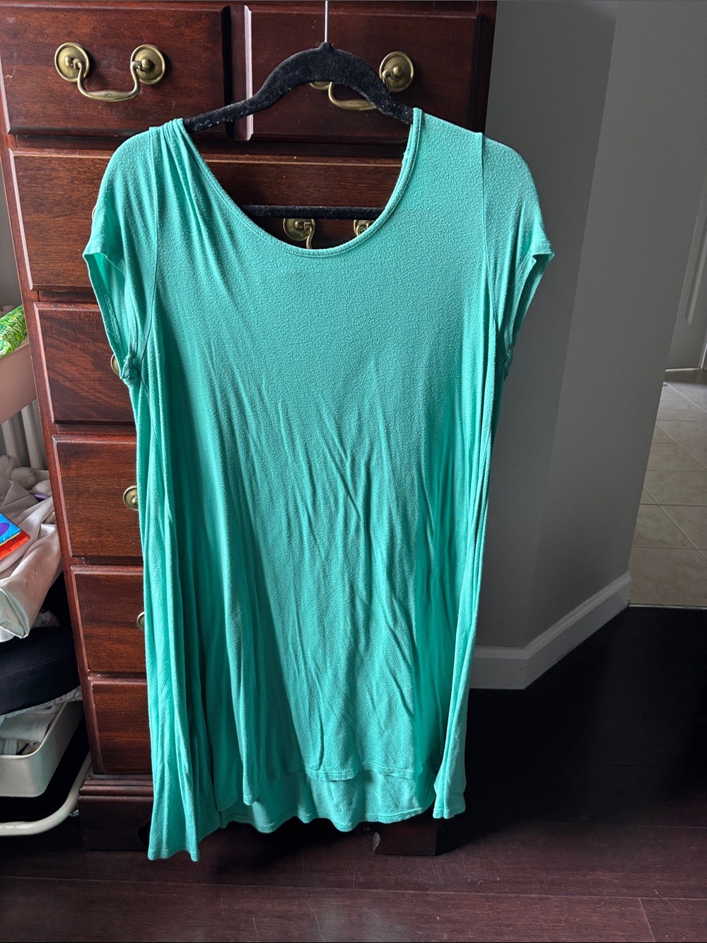 Women’s Midi Dress in Aqua Scoop Neck
